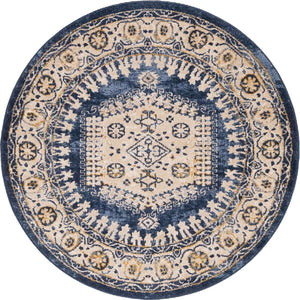 Dark Blue 4' 1 x 4' 1 Utopia Round Area Rug Traditional Vintage Persian Inspired Vivid Color Durable Carpet for Unique Interiors for Sale at Rug Engine
