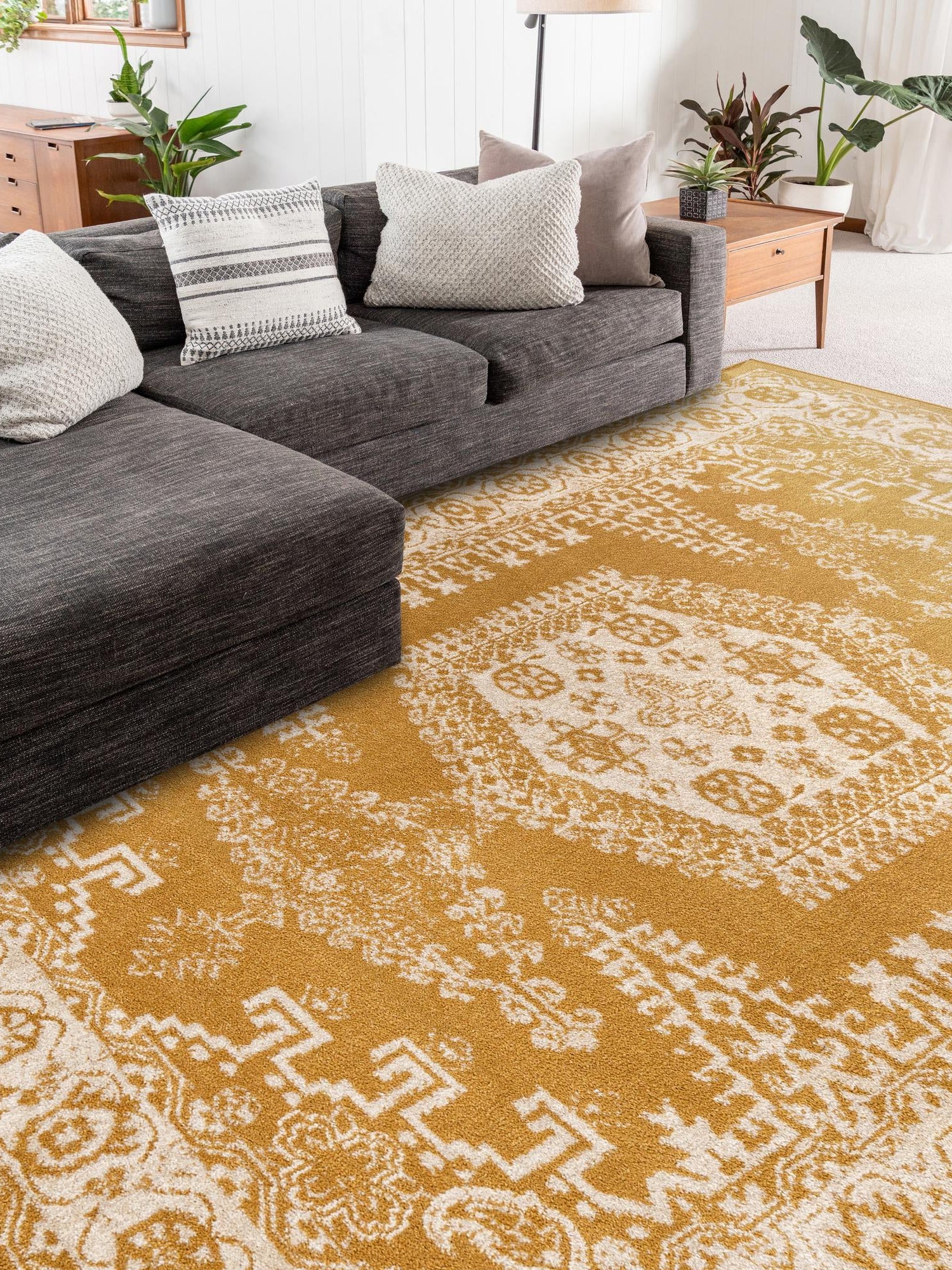 Gold 4' 1 x 6' 1 Utopia Rectangle Area Rug Traditional Vintage Persian Inspired Vivid Color Durable Carpet for Unique Interiors for Sale at Rug Engine