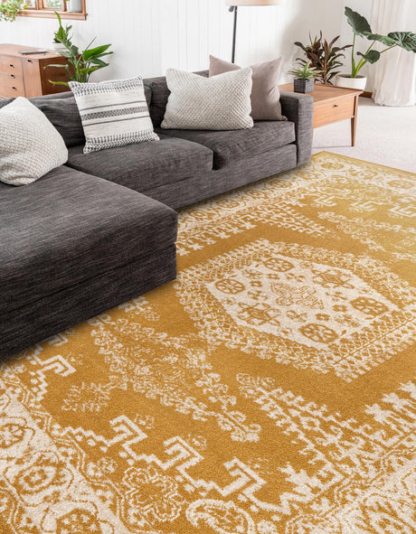 Gold 8' x 10' Utopia Rectangle Area Rug Traditional Vintage Persian Inspired Vivid Color Durable Carpet for Unique Interiors for Sale at Rug Engine