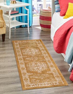 Gold 2' 7 x 10' Utopia Runner Area Rug Traditional Vintage Persian Inspired Vivid Color Durable Carpet for Unique Interiors for Sale at Rug Engine