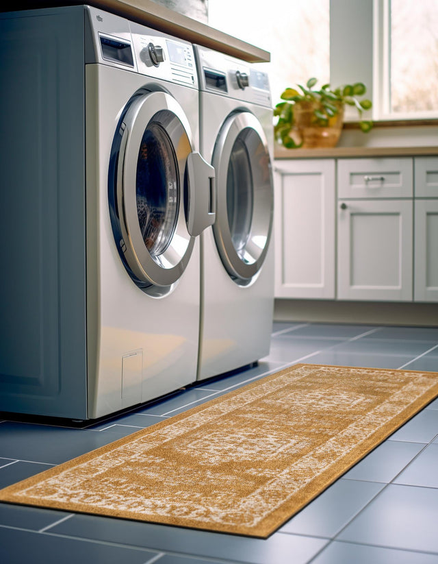 Gold 2' x 6' Utopia Runner Area Rug Traditional Vintage Persian Inspired Vivid Color Durable Carpet for Unique Interiors for Sale at Rug Engine