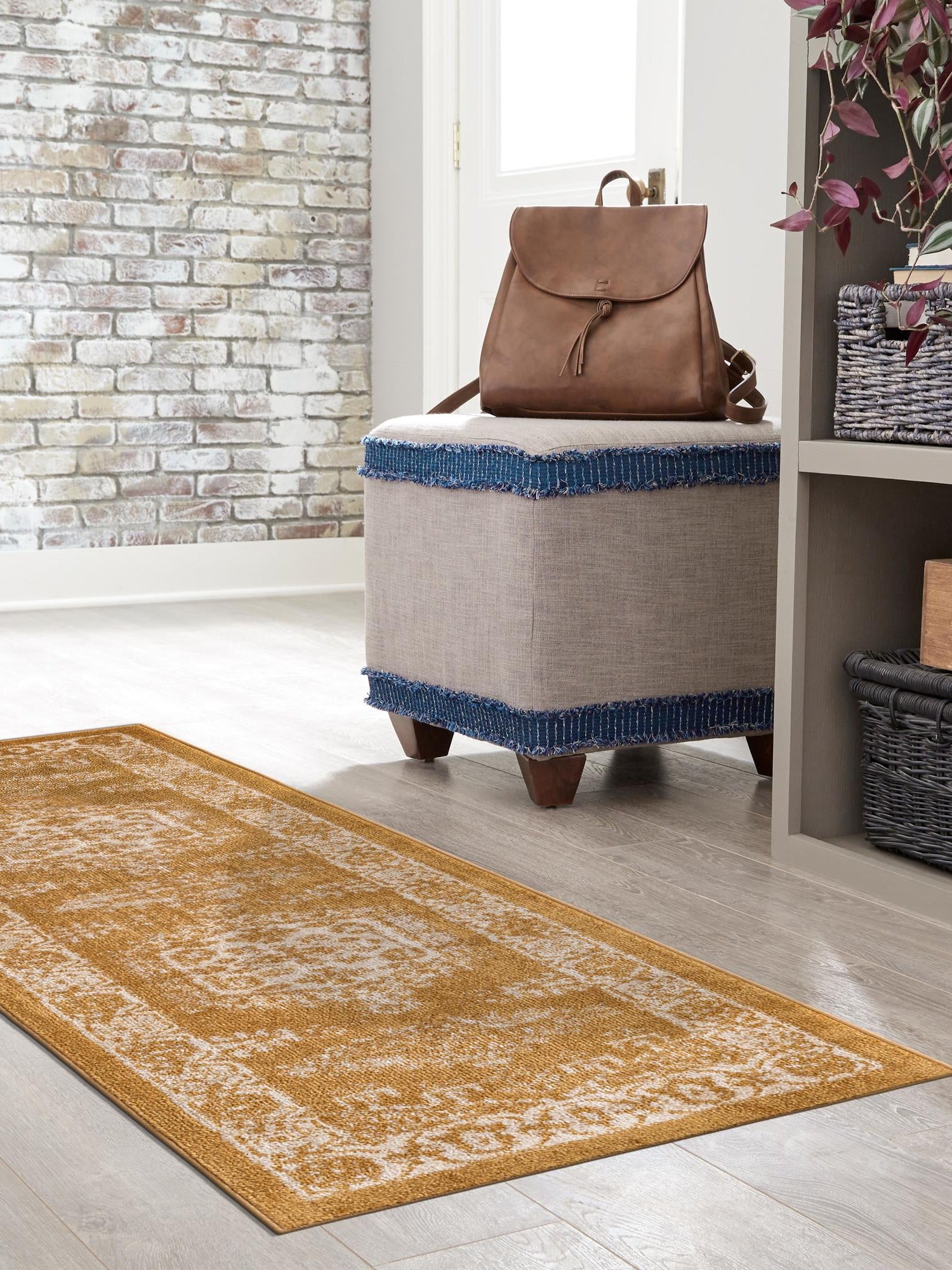Gold 2' 7 x 10' Utopia Runner Area Rug Traditional Vintage Persian Inspired Vivid Color Durable Carpet for Unique Interiors for Sale at Rug Engine