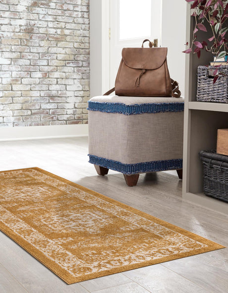 Gold 2' 7 x 10' Utopia Runner Area Rug Traditional Vintage Persian Inspired Vivid Color Durable Carpet for Unique Interiors for Sale at Rug Engine