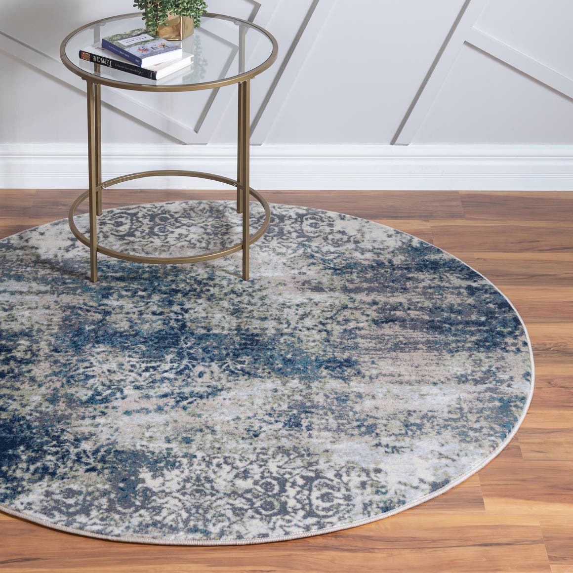 Navy Blue 10' x 10' Mystic Round Area Rug 100% Polypropylene Abstract Modern Carpet for Living Rooms, Dining, Bedrooms, Office for Sale at Rug Engine