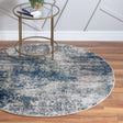 Navy Blue 7' 10 x 7' 10 Mystic Round Area Rug 100% Polypropylene Abstract Modern Carpet for Living Rooms, Dining, Bedrooms, Office for Sale at Rug Engine