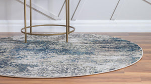 Navy Blue 6' 1 x 6' 1 Mystic Round Area Rug 100% Polypropylene Abstract Modern Carpet for Living Rooms, Dining, Bedrooms, Office for Sale at Rug Engine