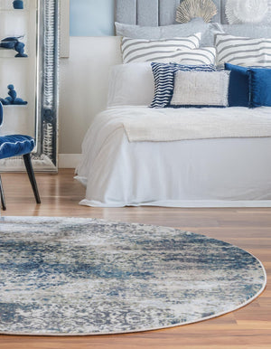 Navy Blue 10' x 10' Mystic Round Area Rug 100% Polypropylene Abstract Modern Carpet for Living Rooms, Dining, Bedrooms, Office for Sale at Rug Engine