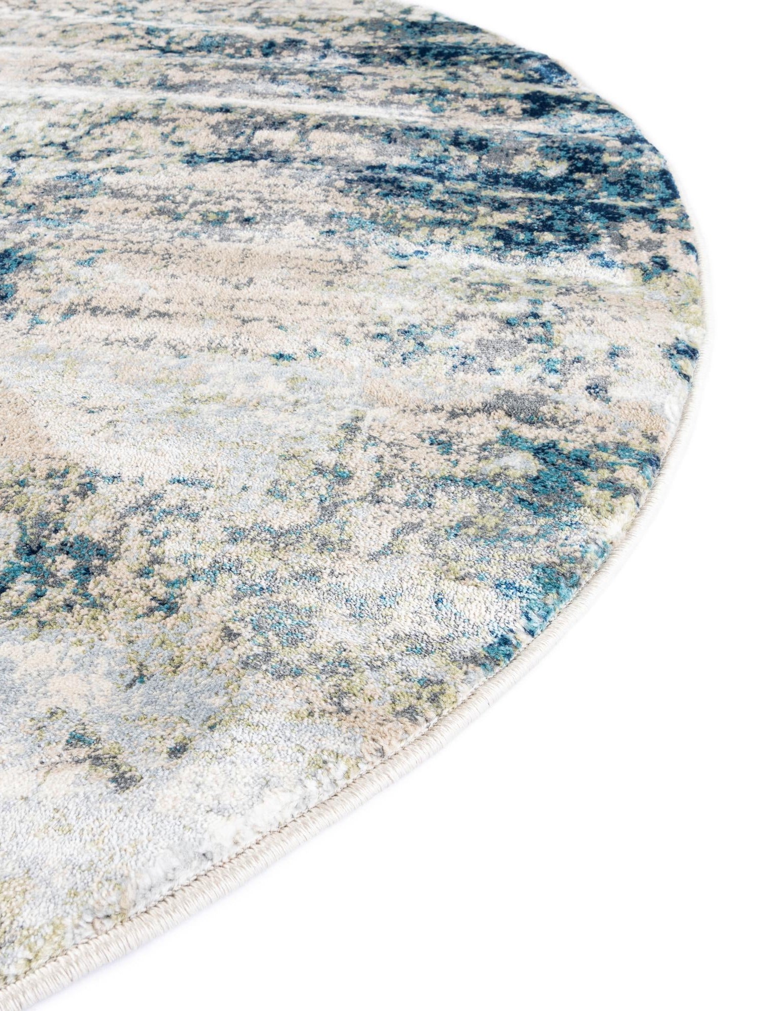 Navy Blue 6' 1 x 6' 1 Mystic Round Area Rug 100% Polypropylene Abstract Modern Carpet for Living Rooms, Dining, Bedrooms, Office for Sale at Rug Engine