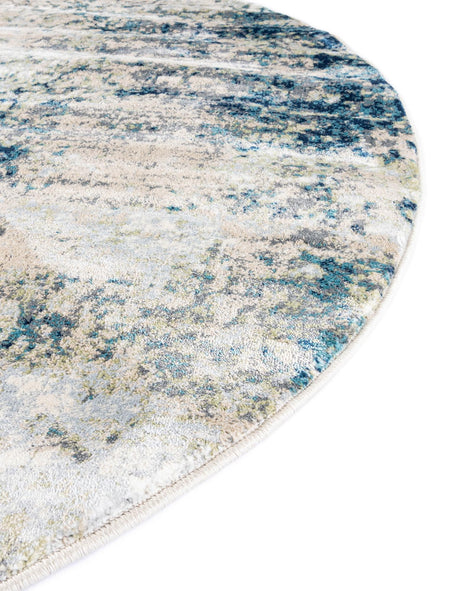 Navy Blue 6' 1 x 6' 1 Mystic Round Area Rug 100% Polypropylene Abstract Modern Carpet for Living Rooms, Dining, Bedrooms, Office for Sale at Rug Engine