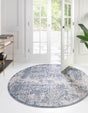 Blue 4' 1 x 4' 1 Aberdeen Round Area Rug 60% Polypropylene & 40% Polyester Living Dining Office Room Carpet for Sale at Rug Engine