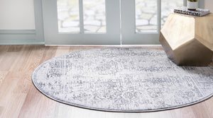 Gray 5' 3 x 5' 3 Aberdeen Round Area Rug 60% Polypropylene & 40% Polyester Living Dining Office Room Carpet for Sale at Rug Engine