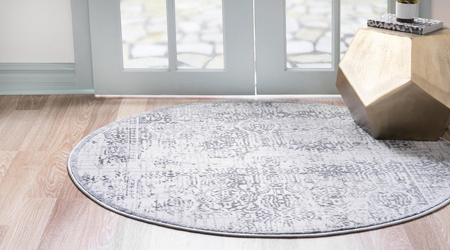 Gray 5' 3 x 5' 3 Aberdeen Round Area Rug 60% Polypropylene & 40% Polyester Living Dining Office Room Carpet for Sale at Rug Engine
