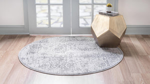 Gray 5' 3 x 5' 3 Aberdeen Round Area Rug 60% Polypropylene & 40% Polyester Living Dining Office Room Carpet for Sale at Rug Engine