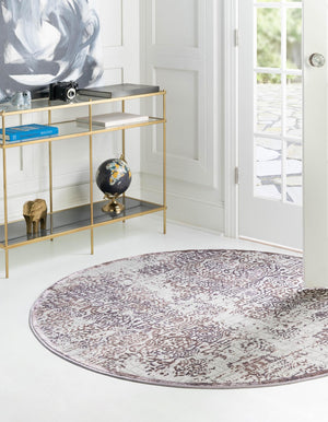 Violet 5' 3 x 5' 3 Aberdeen Round Area Rug 60% Polypropylene & 40% Polyester Living Dining Office Room Carpet for Sale at Rug Engine