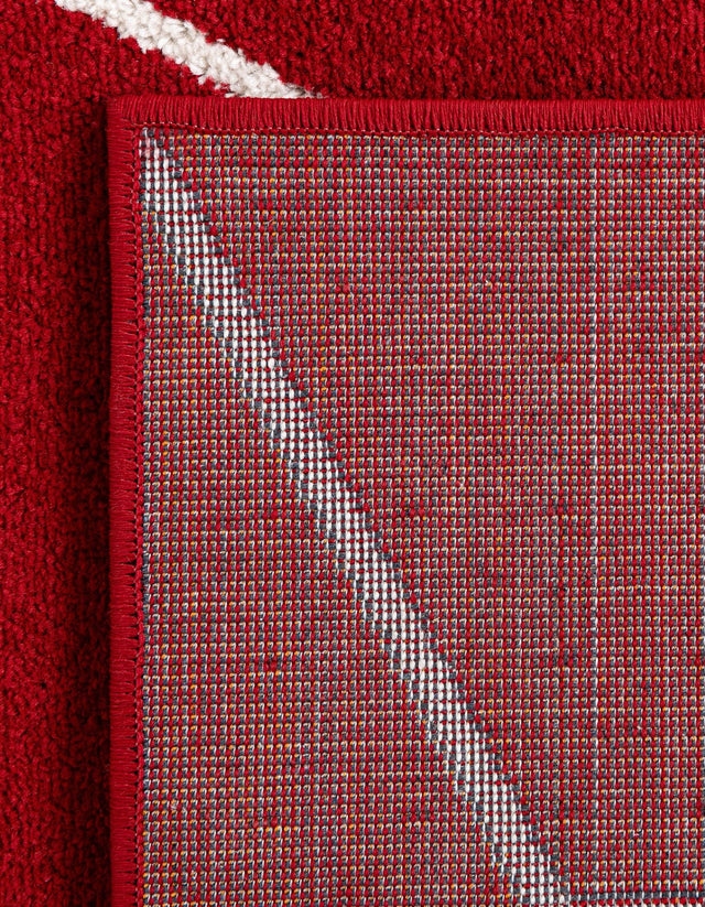 Red 7' 10 x 11' Trellis Frieze Rectangle Area Rug Geometric Modern Unique Stain Resistant Easy Clean Carpet for Living, Dining, Bedrooms, Office for Sale at Rug Engine