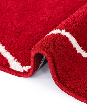 Red 7' 10 x 11' Trellis Frieze Rectangle Area Rug Geometric Modern Unique Stain Resistant Easy Clean Carpet for Living, Dining, Bedrooms, Office for Sale at Rug Engine