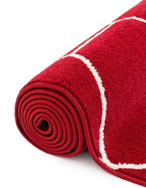 Red 7' 10 x 11' Trellis Frieze Rectangle Area Rug Geometric Modern Unique Stain Resistant Easy Clean Carpet for Living, Dining, Bedrooms, Office for Sale at Rug Engine