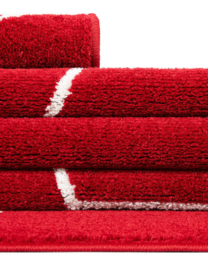 Red 7' 10 x 11' Trellis Frieze Rectangle Area Rug Geometric Modern Unique Stain Resistant Easy Clean Carpet for Living, Dining, Bedrooms, Office for Sale at Rug Engine