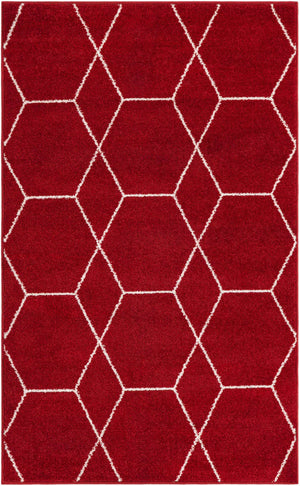 Red 3' 1 x 5' 3 Trellis Frieze Rectangle Area Rug Geometric Modern Unique Stain Resistant Easy Clean Carpet for Living, Dining, Bedrooms, Office for Sale at Rug Engine