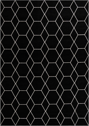 Black 10' x 14' 1 Trellis Frieze Rectangle Area Rug Geometric Modern Unique Stain Resistant Easy Clean Carpet for Living, Dining, Bedrooms, Office for Sale at Rug Engine