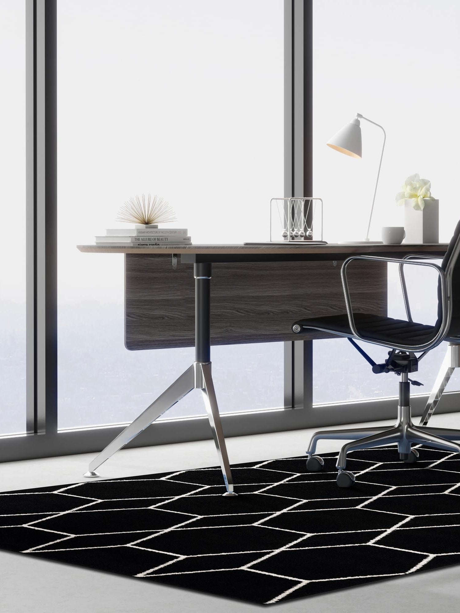 Black 2' x 3' 1 Trellis Frieze Rectangle Area Rug Geometric Modern Unique Stain Resistant Easy Clean Carpet for Living, Dining, Bedrooms, Office for Sale at Rug Engine