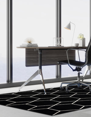 Black 2' x 3' 1 Trellis Frieze Rectangle Area Rug Geometric Modern Unique Stain Resistant Easy Clean Carpet for Living, Dining, Bedrooms, Office for Sale at Rug Engine