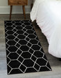 Black 2' x 6' 1 Trellis Frieze Runner Area Rug Geometric Modern Unique Stain Resistant Easy Clean Carpet for Living, Dining, Bedrooms, Office for Sale at Rug Engine