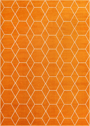 Orange 10' x 14' 1 Trellis Frieze Rectangle Area Rug Geometric Modern Unique Stain Resistant Easy Clean Carpet for Living, Dining, Bedrooms, Office for Sale at Rug Engine