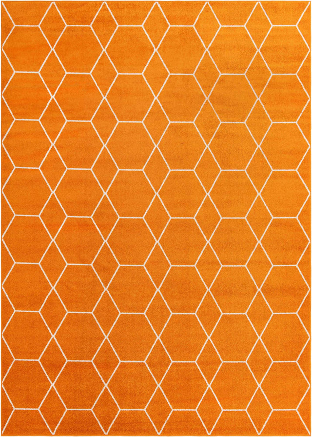 Orange 10' x 14' 1 Trellis Frieze Rectangle Area Rug Geometric Modern Unique Stain Resistant Easy Clean Carpet for Living, Dining, Bedrooms, Office for Sale at Rug Engine