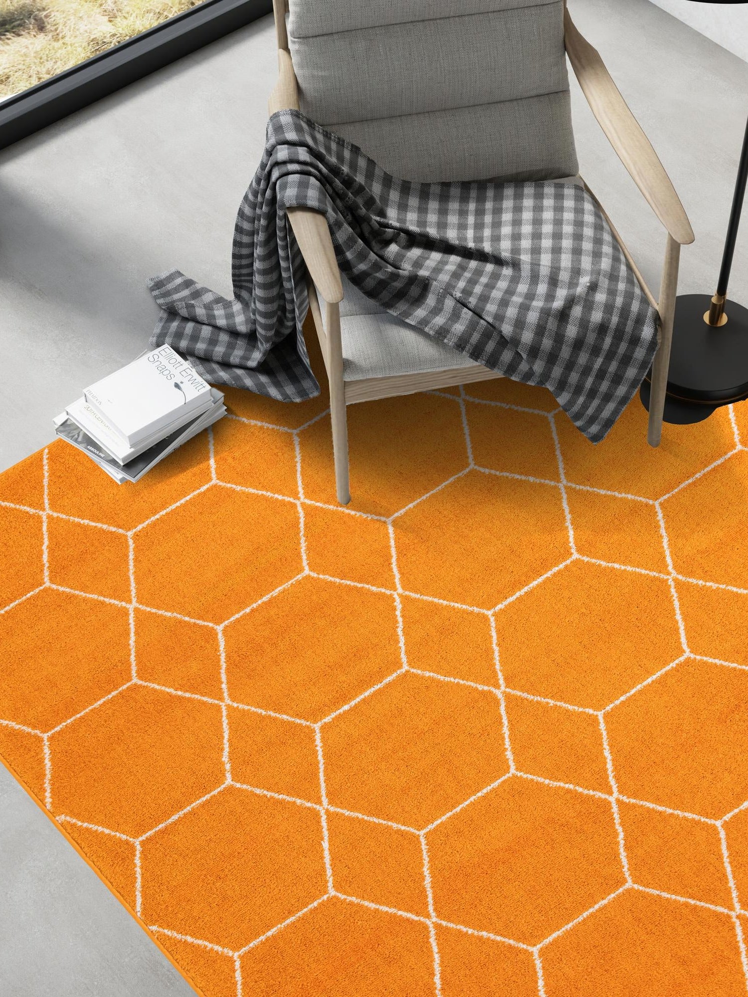 Orange 10' x 14' 1 Trellis Frieze Rectangle Area Rug Geometric Modern Unique Stain Resistant Easy Clean Carpet for Living, Dining, Bedrooms, Office for Sale at Rug Engine