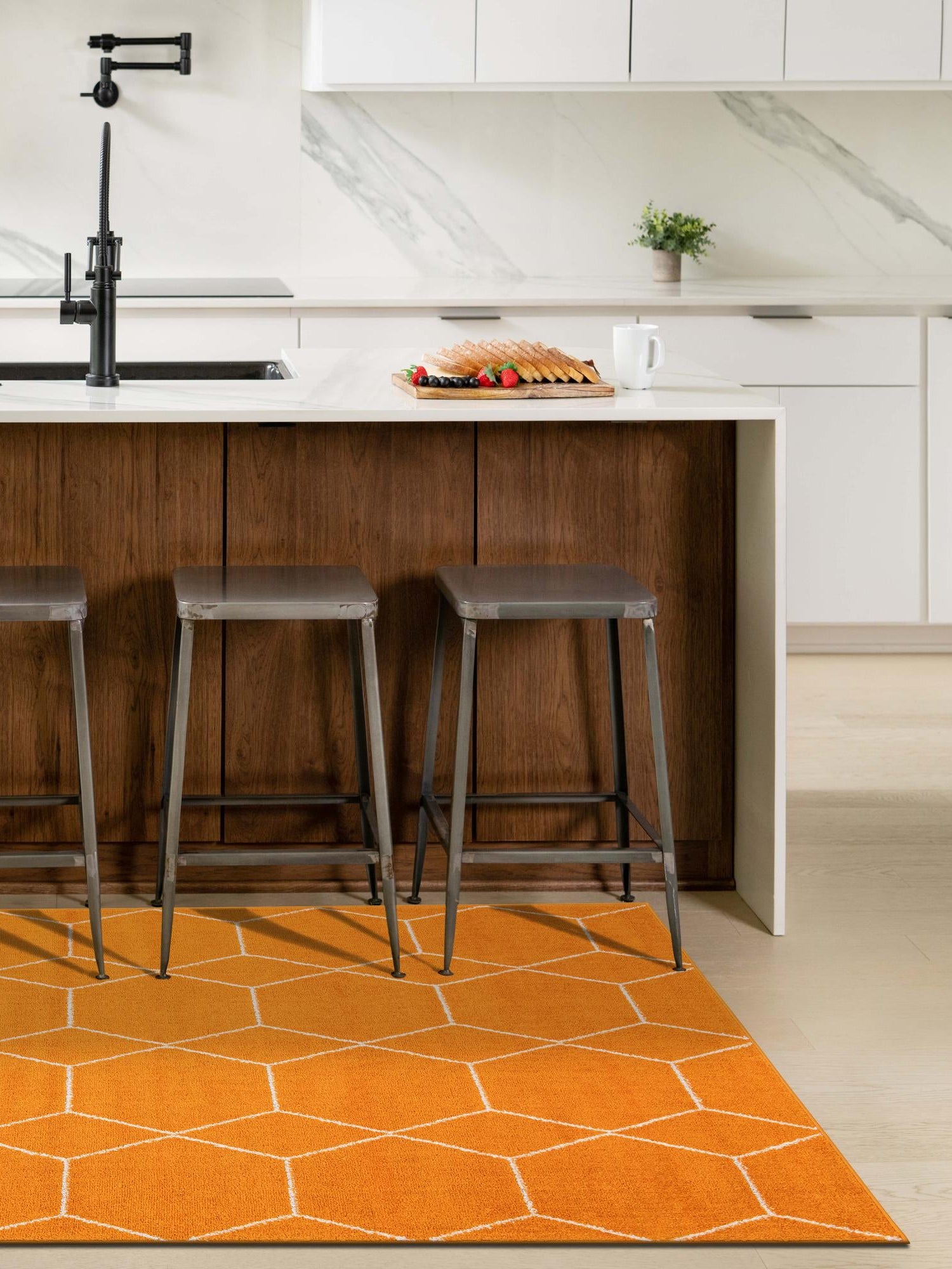 Orange 10' x 14' 1 Trellis Frieze Rectangle Area Rug Geometric Modern Unique Stain Resistant Easy Clean Carpet for Living, Dining, Bedrooms, Office for Sale at Rug Engine
