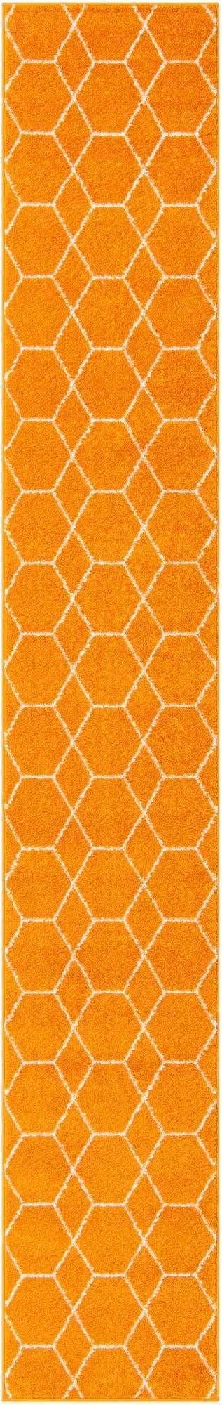 Orange 2' x 13' 1 Trellis Frieze Runner Area Rug Geometric Modern Unique Stain Resistant Easy Clean Carpet for Living, Dining, Bedrooms, Office for Sale at Rug Engine
