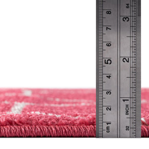 Pink 4' 1 x 6' 1 Trellis Frieze Rectangle Area Rug Geometric Modern Unique Stain Resistant Easy Clean Carpet for Living, Dining, Bedrooms, Office for Sale at Rug Engine