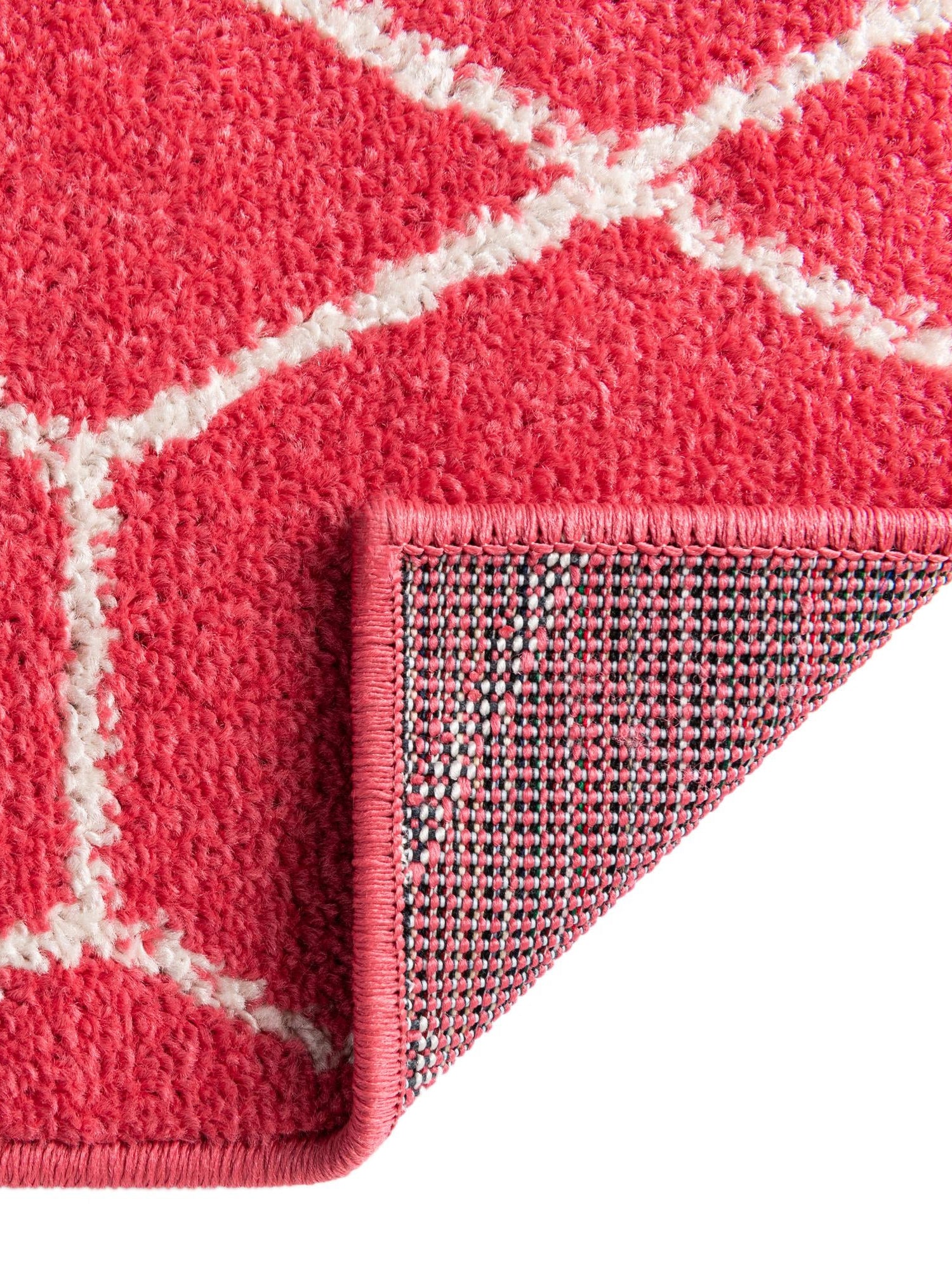 Pink 4' 1 x 6' 1 Trellis Frieze Rectangle Area Rug Geometric Modern Unique Stain Resistant Easy Clean Carpet for Living, Dining, Bedrooms, Office for Sale at Rug Engine