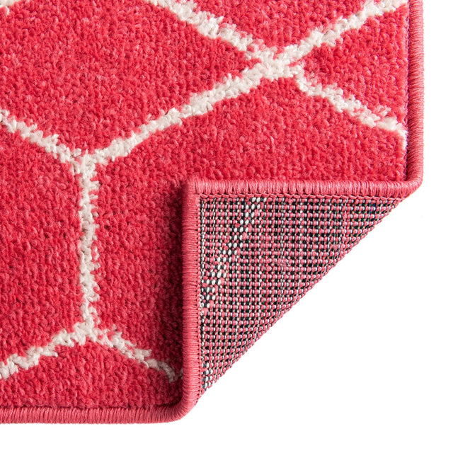 Pink 4' 1 x 6' 1 Trellis Frieze Rectangle Area Rug Geometric Modern Unique Stain Resistant Easy Clean Carpet for Living, Dining, Bedrooms, Office for Sale at Rug Engine