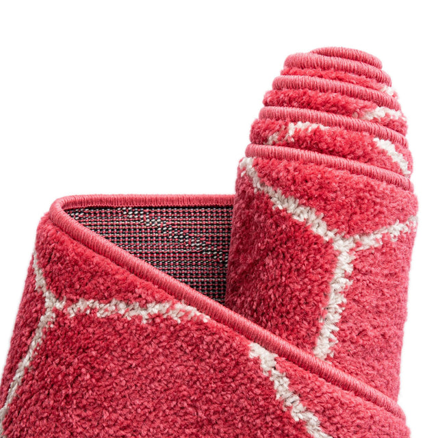 Pink 4' 1 x 6' 1 Trellis Frieze Rectangle Area Rug Geometric Modern Unique Stain Resistant Easy Clean Carpet for Living, Dining, Bedrooms, Office for Sale at Rug Engine