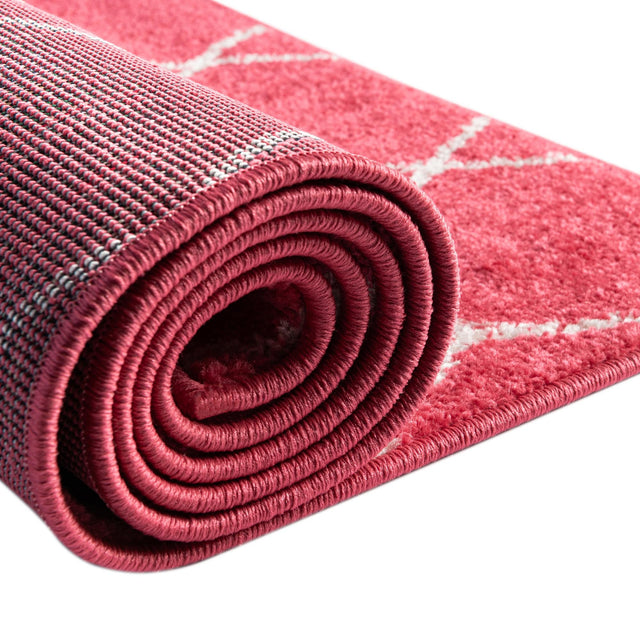 Pink 4' 1 x 6' 1 Trellis Frieze Rectangle Area Rug Geometric Modern Unique Stain Resistant Easy Clean Carpet for Living, Dining, Bedrooms, Office for Sale at Rug Engine