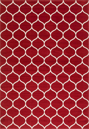 Red 10' x 14' 1 Trellis Frieze Rectangle Area Rug Geometric Modern Unique Stain Resistant Easy Clean Carpet for Living, Dining, Bedrooms, Office for Sale at Rug Engine
