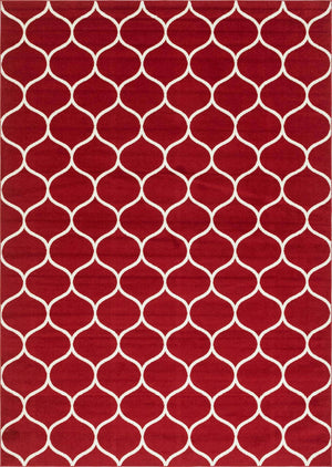 Red 9' x 12' Trellis Frieze Rectangle Area Rug Geometric Modern Unique Stain Resistant Easy Clean Carpet for Living, Dining, Bedrooms, Office for Sale at Rug Engine