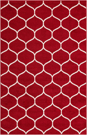 Red 5' 3 x 8' Trellis Frieze Rectangle Area Rug Geometric Modern Unique Stain Resistant Easy Clean Carpet for Living, Dining, Bedrooms, Office for Sale at Rug Engine