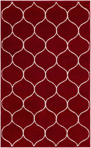 Red 3' 1 x 5' 3 Trellis Frieze Rectangle Area Rug Geometric Modern Unique Stain Resistant Easy Clean Carpet for Living, Dining, Bedrooms, Office for Sale at Rug Engine