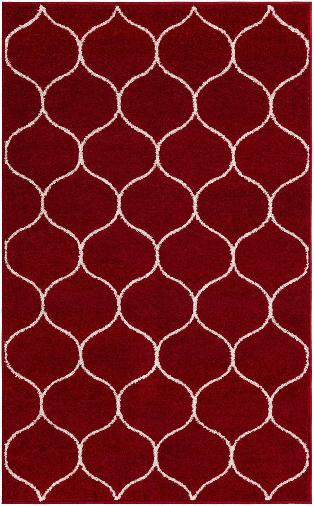 Red 3' 1 x 5' 3 Trellis Frieze Rectangle Area Rug Geometric Modern Unique Stain Resistant Easy Clean Carpet for Living, Dining, Bedrooms, Office for Sale at Rug Engine
