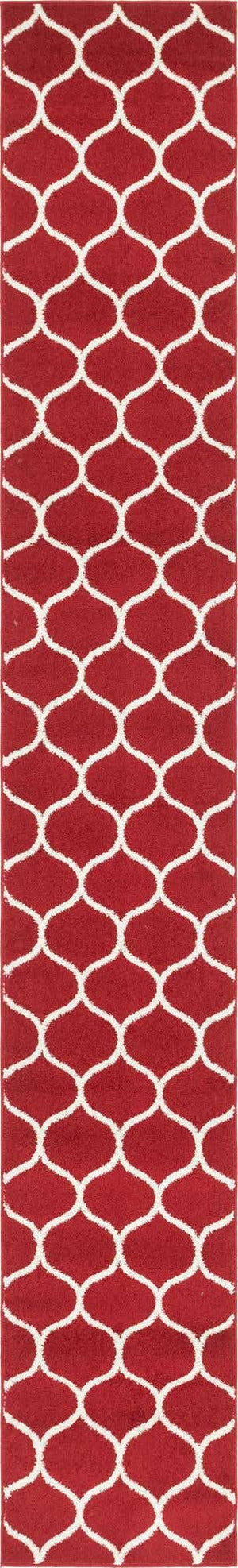 Red 2' x 13' 1 Trellis Frieze Runner Area Rug Geometric Modern Unique Stain Resistant Easy Clean Carpet for Living, Dining, Bedrooms, Office for Sale at Rug Engine