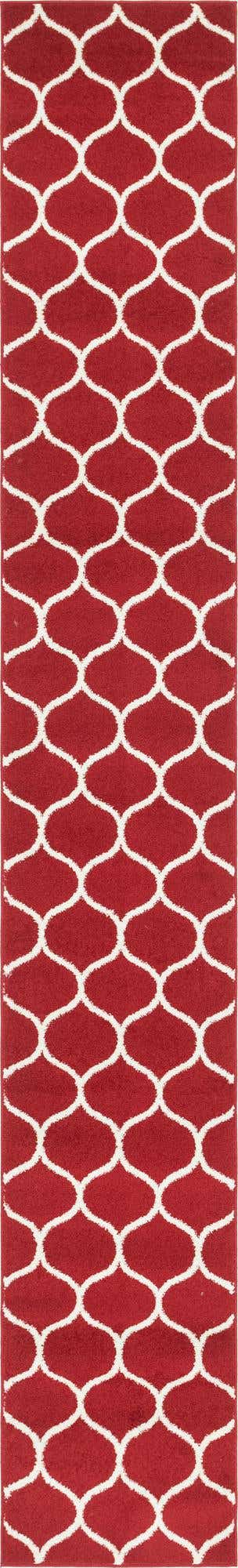 Red 2' x 13' 1 Trellis Frieze Runner Area Rug Geometric Modern Unique Stain Resistant Easy Clean Carpet for Living, Dining, Bedrooms, Office for Sale at Rug Engine