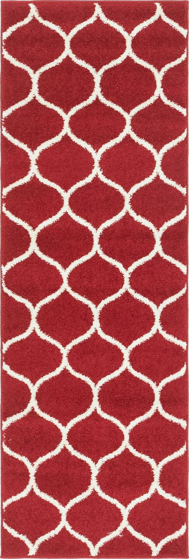 Red 2' x 6' 1 Trellis Frieze Runner Area Rug Geometric Modern Unique Stain Resistant Easy Clean Carpet for Living, Dining, Bedrooms, Office for Sale at Rug Engine