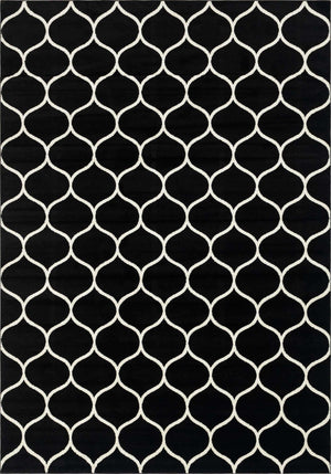 Black 10' x 14' 1 Trellis Frieze Rectangle Area Rug Geometric Modern Unique Stain Resistant Easy Clean Carpet for Living, Dining, Bedrooms, Office for Sale at Rug Engine