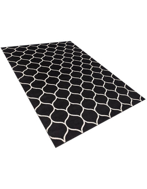 Black 9' x 12' Trellis Frieze Rectangle Area Rug Geometric Modern Unique Stain Resistant Easy Clean Carpet for Living, Dining, Bedrooms, Office for Sale at Rug Engine