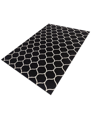 Black 9' x 12' Trellis Frieze Rectangle Area Rug Geometric Modern Unique Stain Resistant Easy Clean Carpet for Living, Dining, Bedrooms, Office for Sale at Rug Engine