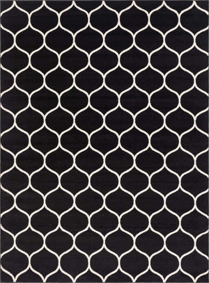 Black 9' x 12' Trellis Frieze Rectangle Area Rug Geometric Modern Unique Stain Resistant Easy Clean Carpet for Living, Dining, Bedrooms, Office for Sale at Rug Engine