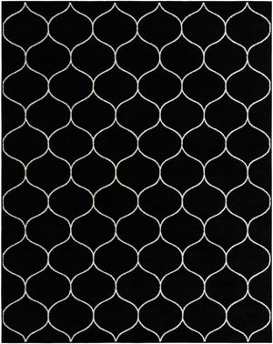 Black 7' 10 x 10' Trellis Frieze Rectangle Area Rug Geometric Modern Unique Stain Resistant Easy Clean Carpet for Living, Dining, Bedrooms, Office for Sale at Rug Engine